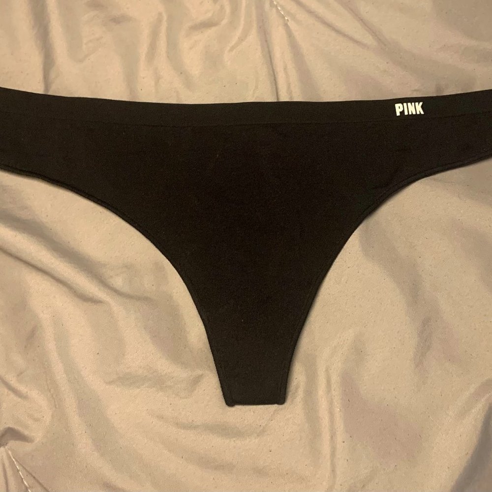 PINK Black Thong